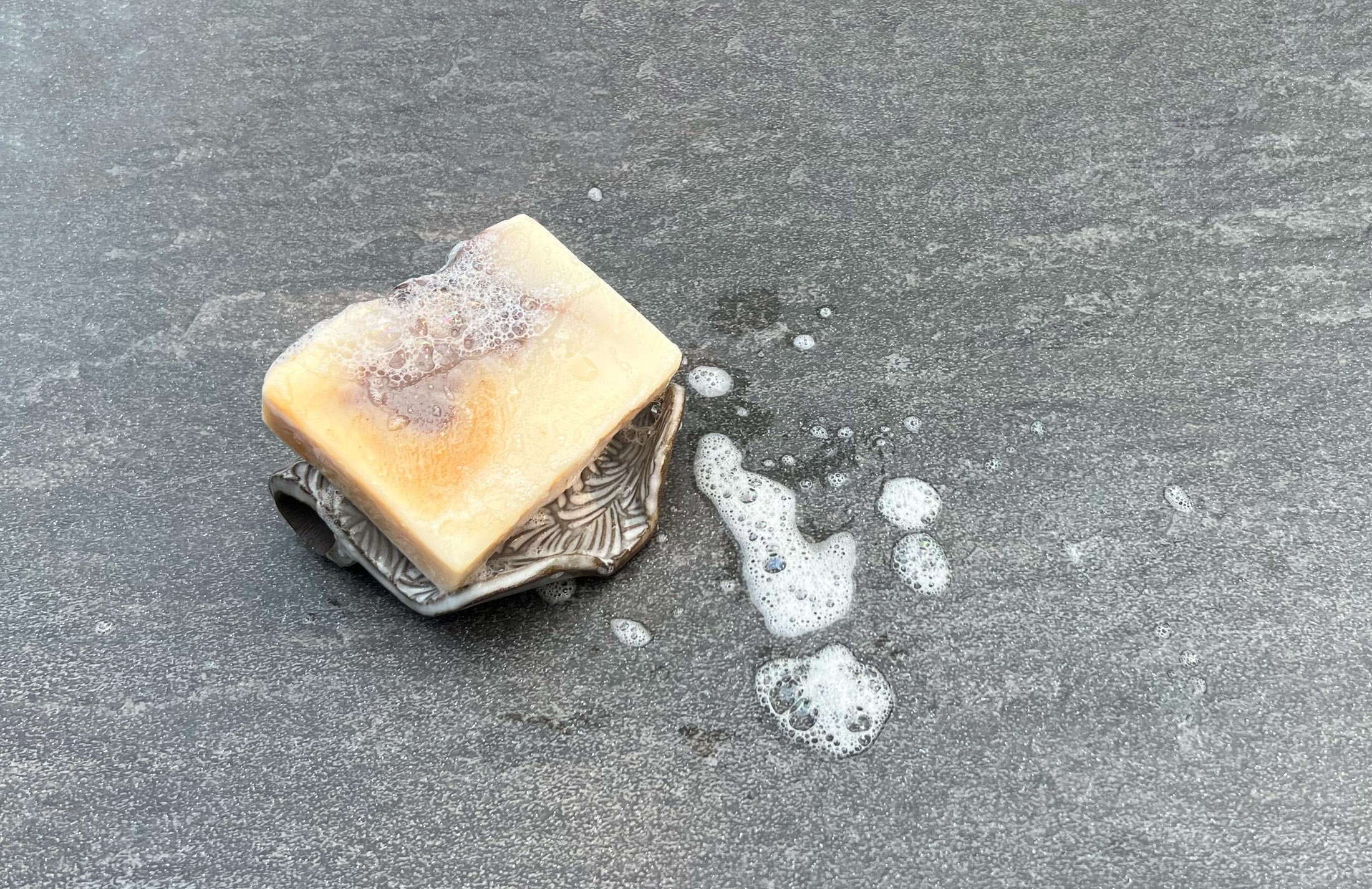 Bar of soap with bubbles